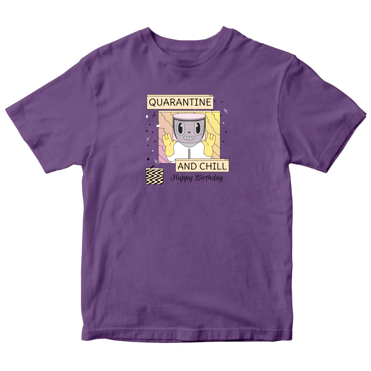 Quarantine and Chill Birthday Kids T-shirt | Purple