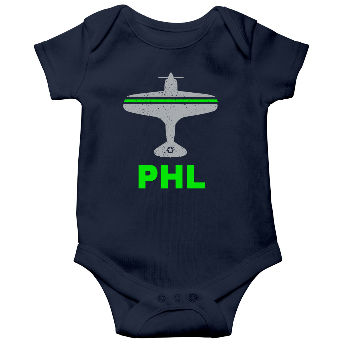 Fly Philadelphia PHL Airport Baby Bodysuits | Navy