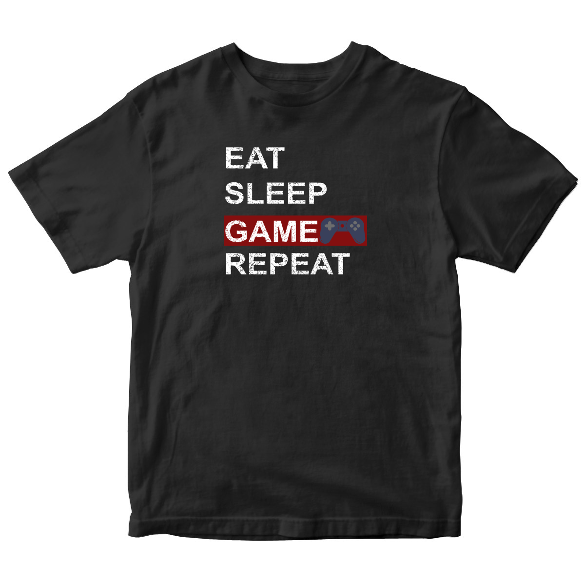 Eat Sleep Game Repeat Kids T-shirt | Black