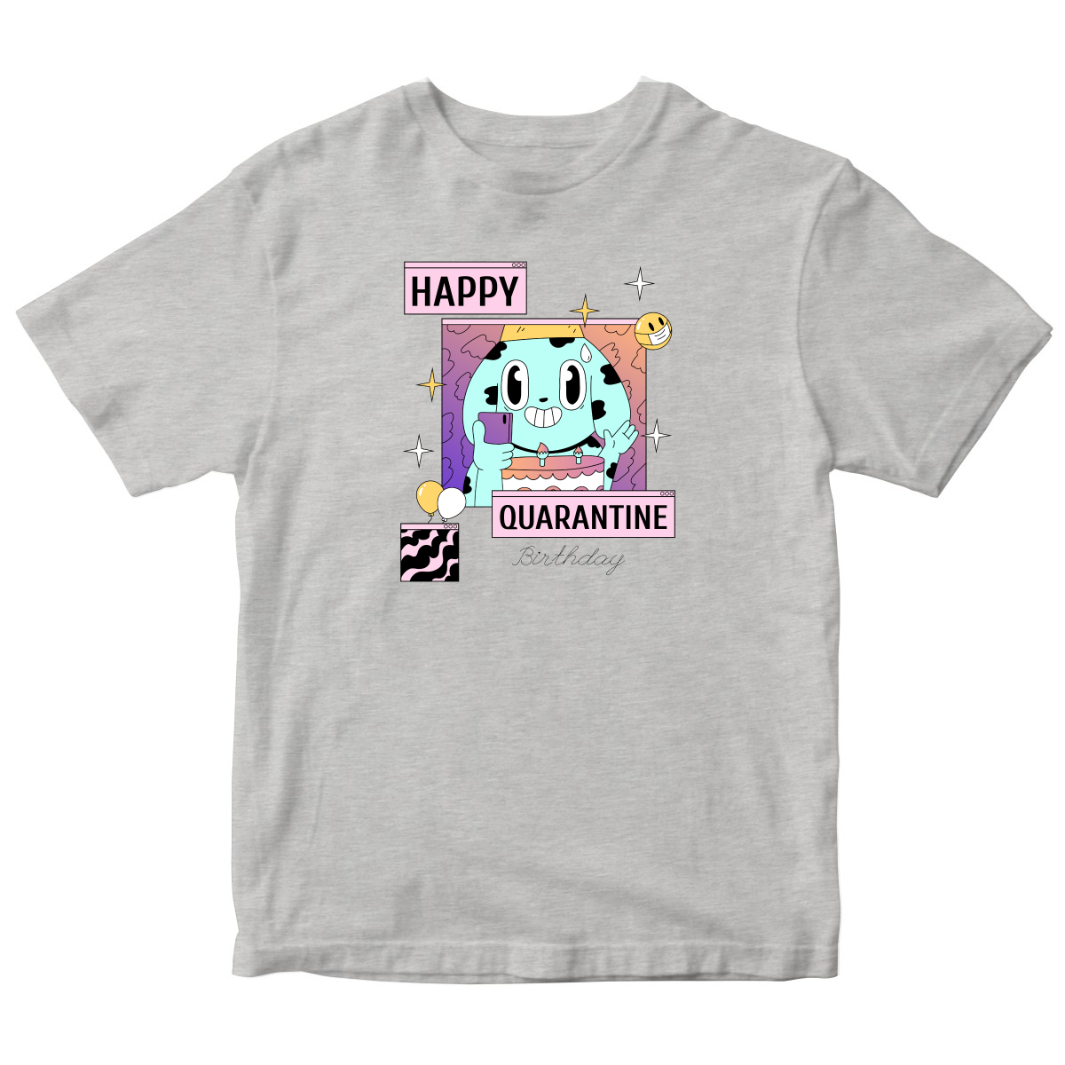 Happy Quarantine Birthday Kids T-shirt | Gray