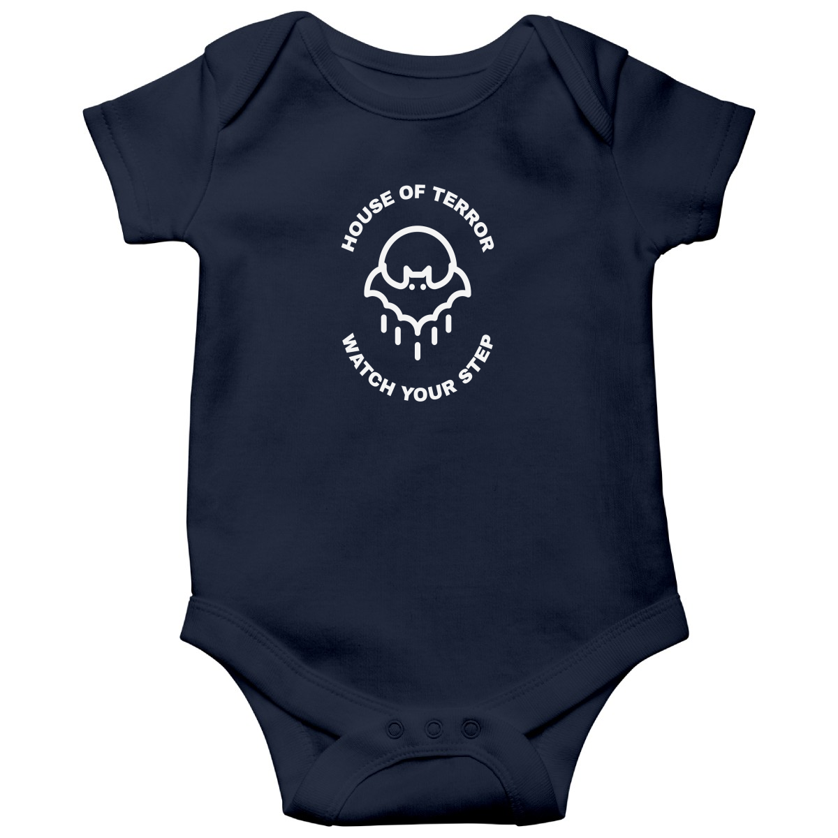 House of Terror Watch Your Step Baby Bodysuits | Navy