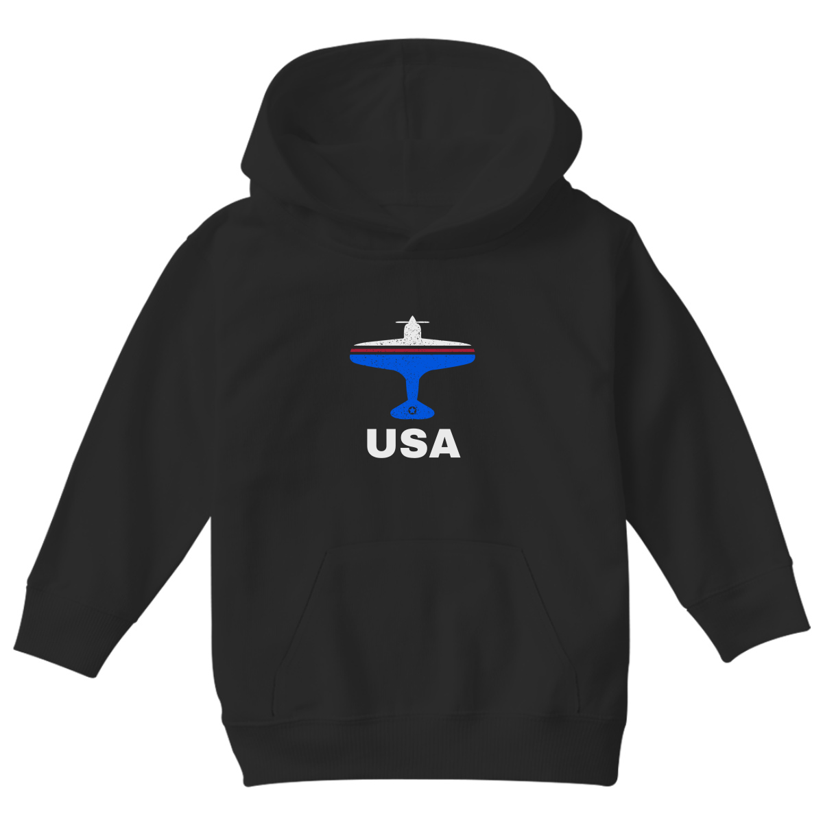 Fly USA Airport Kids Hoodie | Black