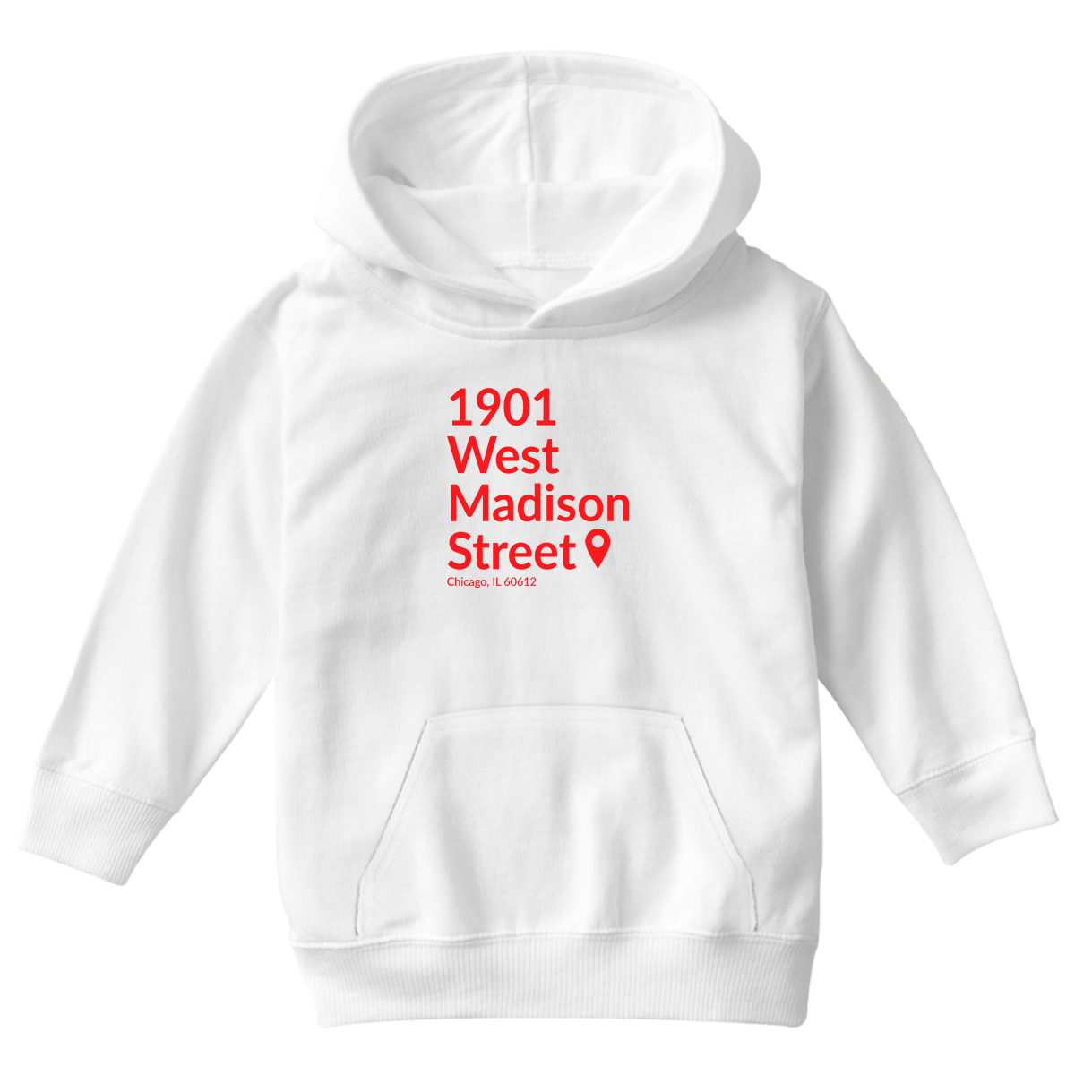 Chicago Basketball & Hockey Stadium Kids Hoodie | White