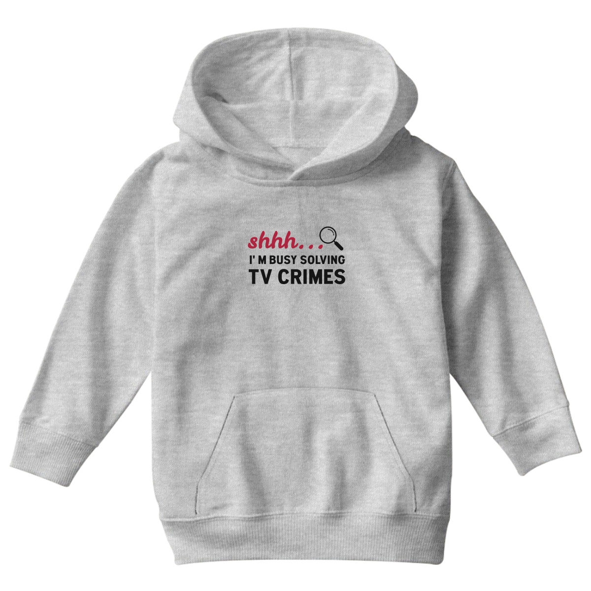 Shh I'm Busy Solving TV Crimes Kids Hoodie | Gray