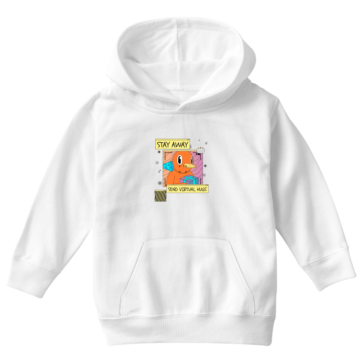 Stay Away Send Virtual Hugs Kids Hoodie | White