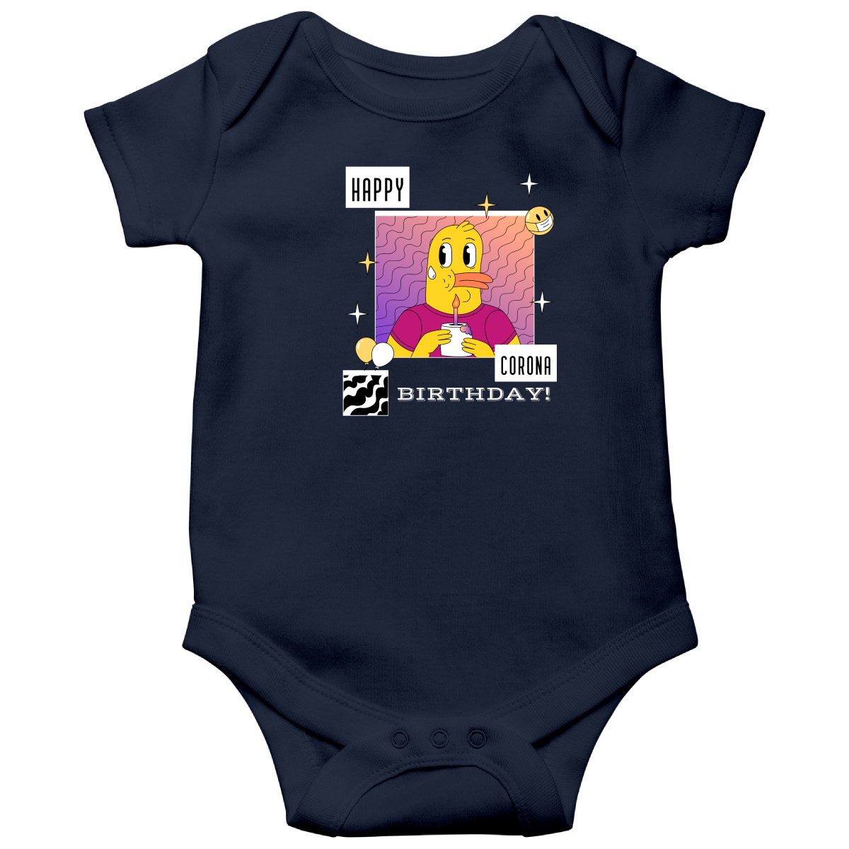 Happy Corona Birthday Baby Bodysuits | Navy