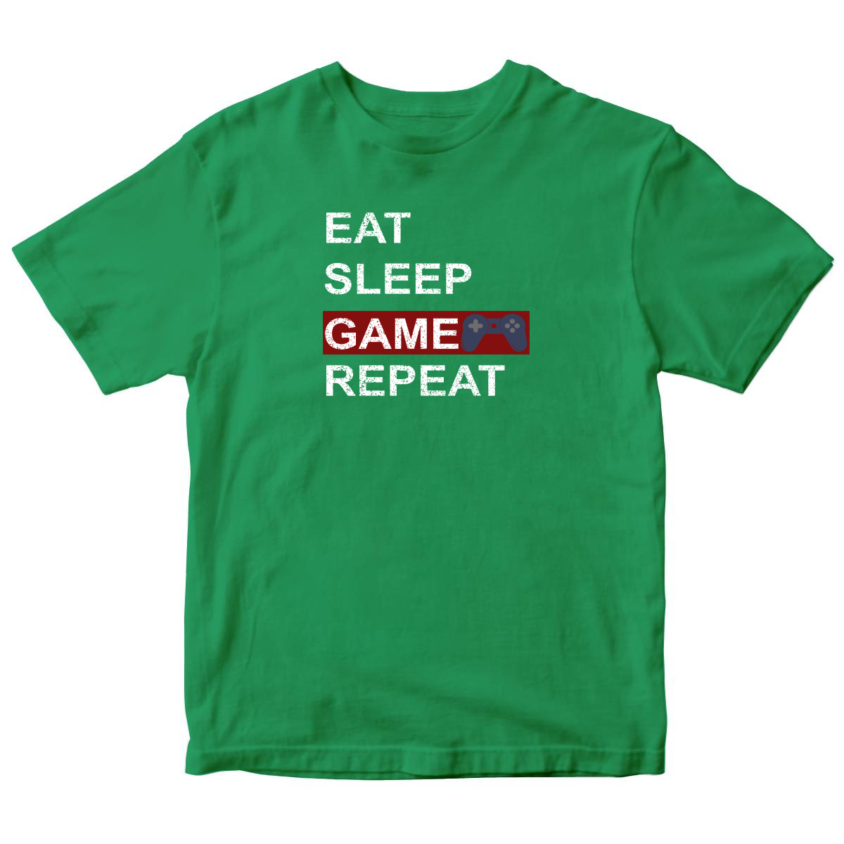 Eat Sleep Game Repeat Kids T-shirt | Green