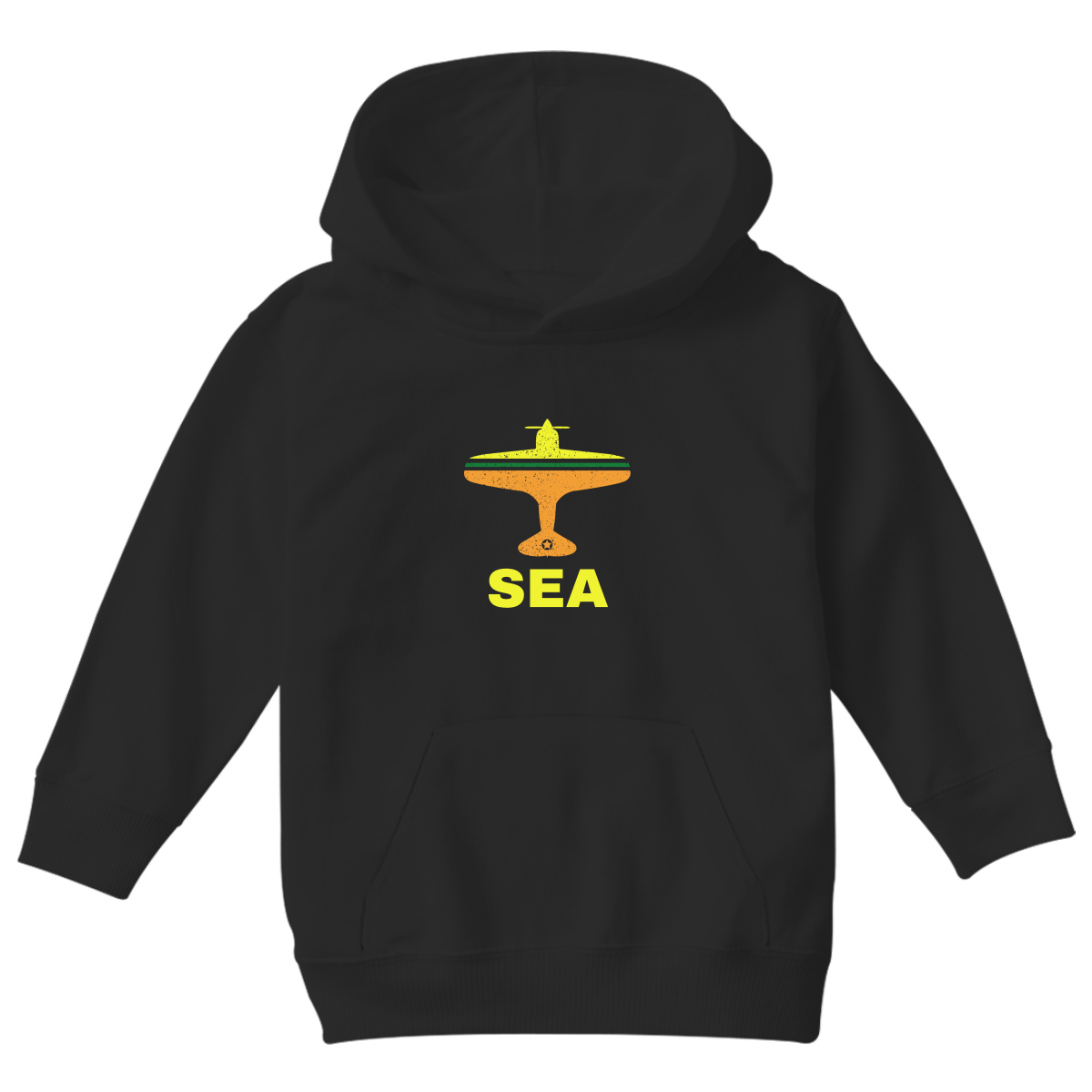 Fly Seattle SEA Airport Kids Hoodie | Black