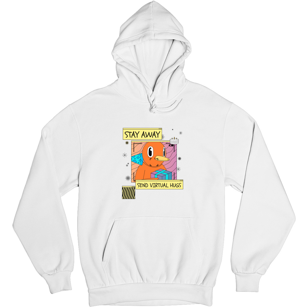 Stay Away Send Virtual Hugs Unisex Hoodie | White