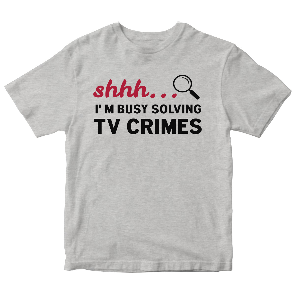 Shh I'm Busy Solving TV Crimes Kids T-shirt | Gray