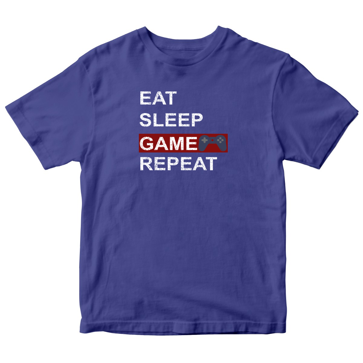 Eat Sleep Game Repeat Kids T-shirt | Blue