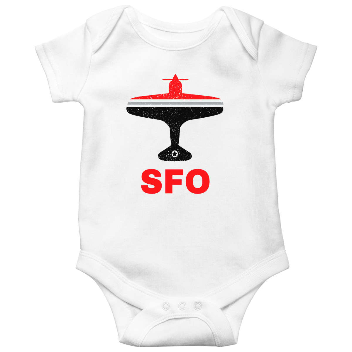 Fly San Francisco SFO Airport Baby Bodysuits | White