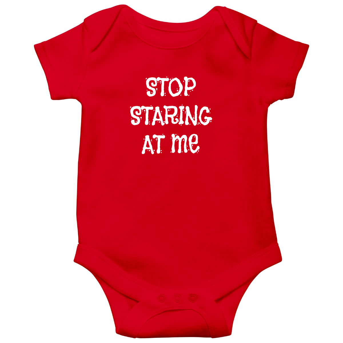 Stop Staring at Me Baby Bodysuits | Red