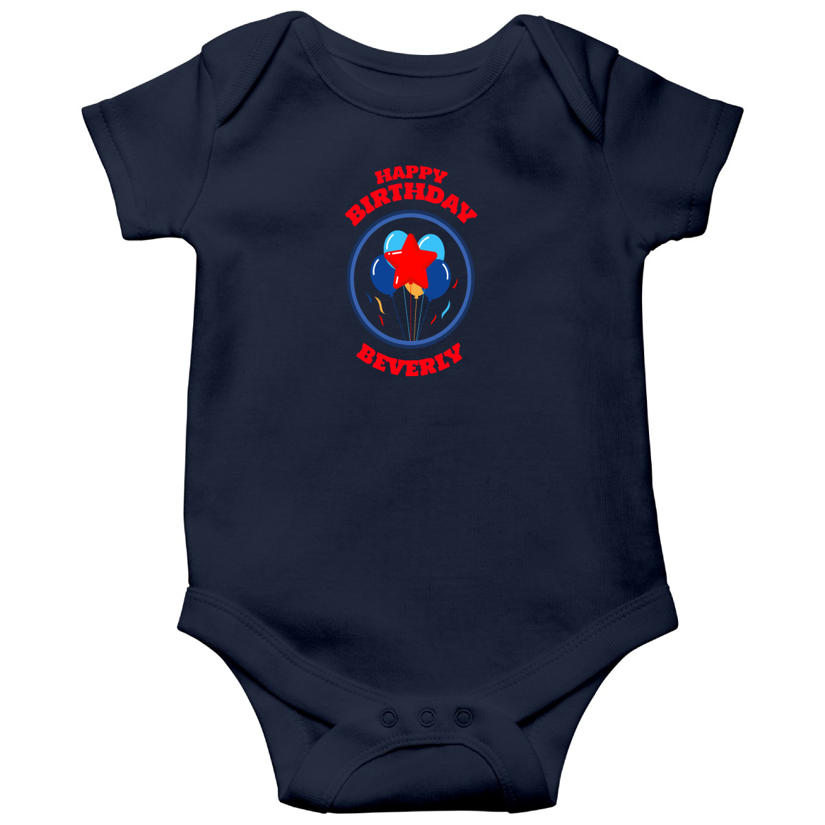 Happy Birthday Beverly Baby Bodysuits | Navy