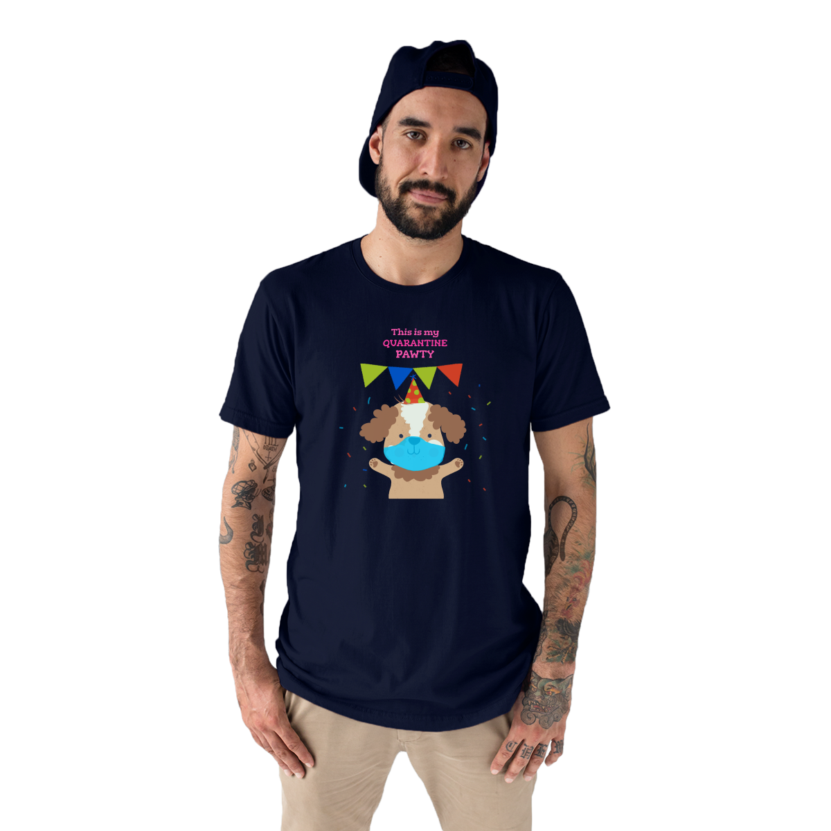 This is my quarantine pawty  Men's T-shirt | Navy