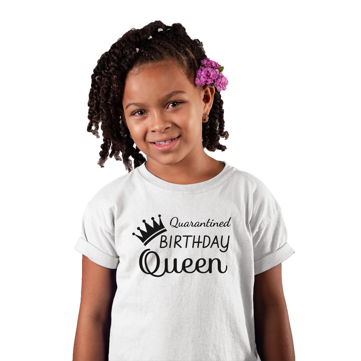 Quarantined Birthday Queen Kids T-shirt | White