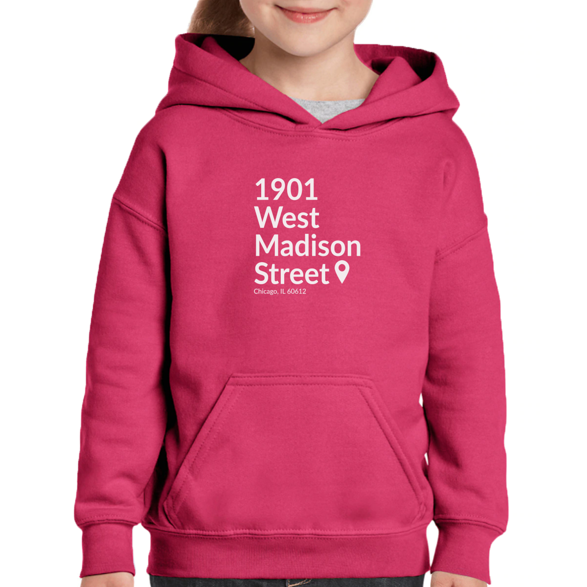 Chicago Basketball & Hockey Stadium Kids Hoodie | Pink