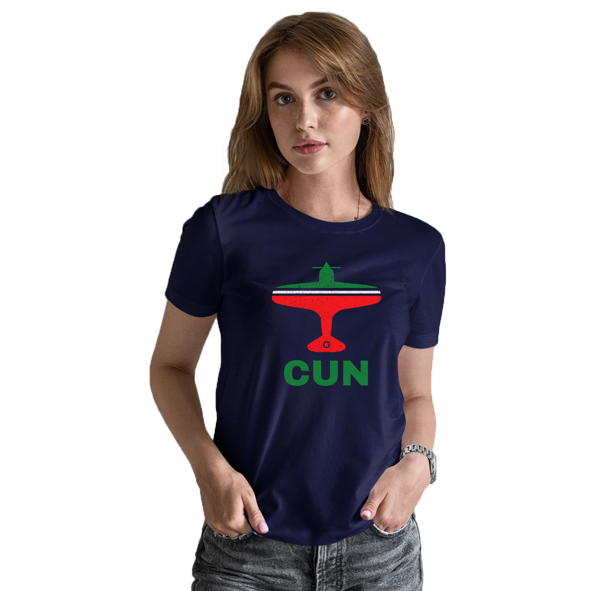 Fly Cancun CUN Airport  Women's T-shirt | Navy