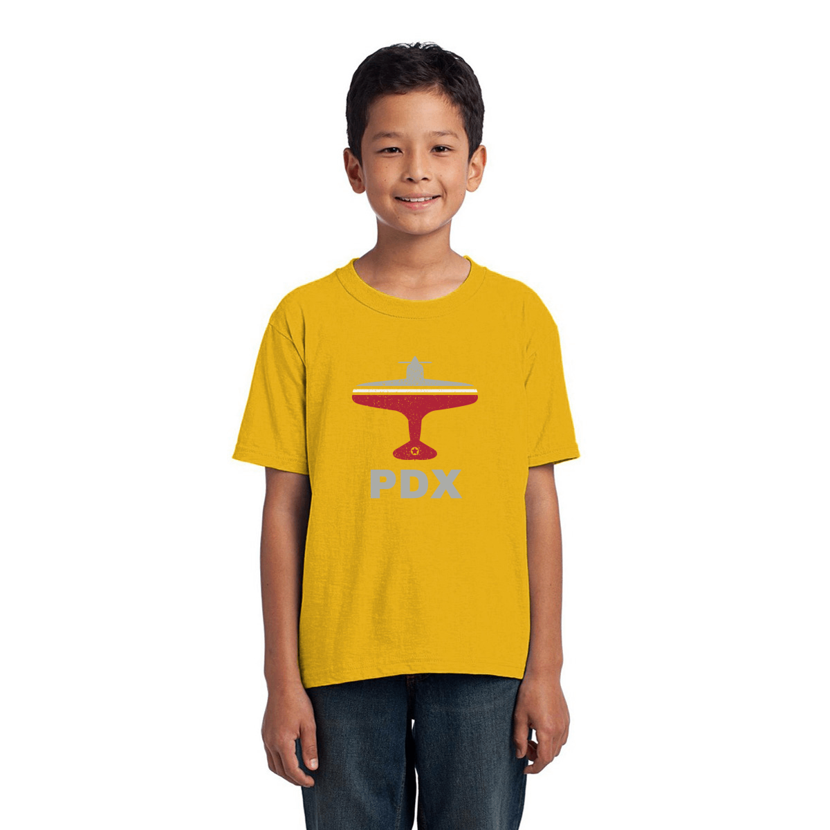 Fly Portland PDX Airport  Kids T-shirt | Yellow