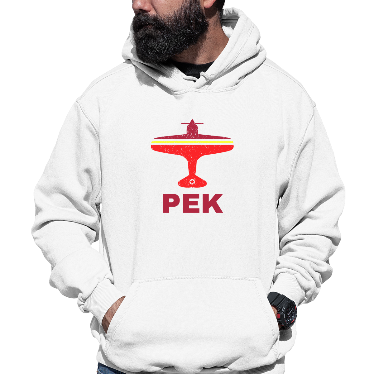 Fly Beijing PEK Airport Unisex Hoodie | White