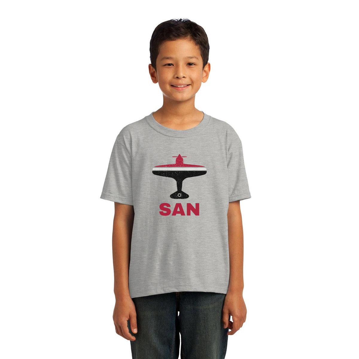 Fly San Diego SAN Airport Kids T-shirt | Gray