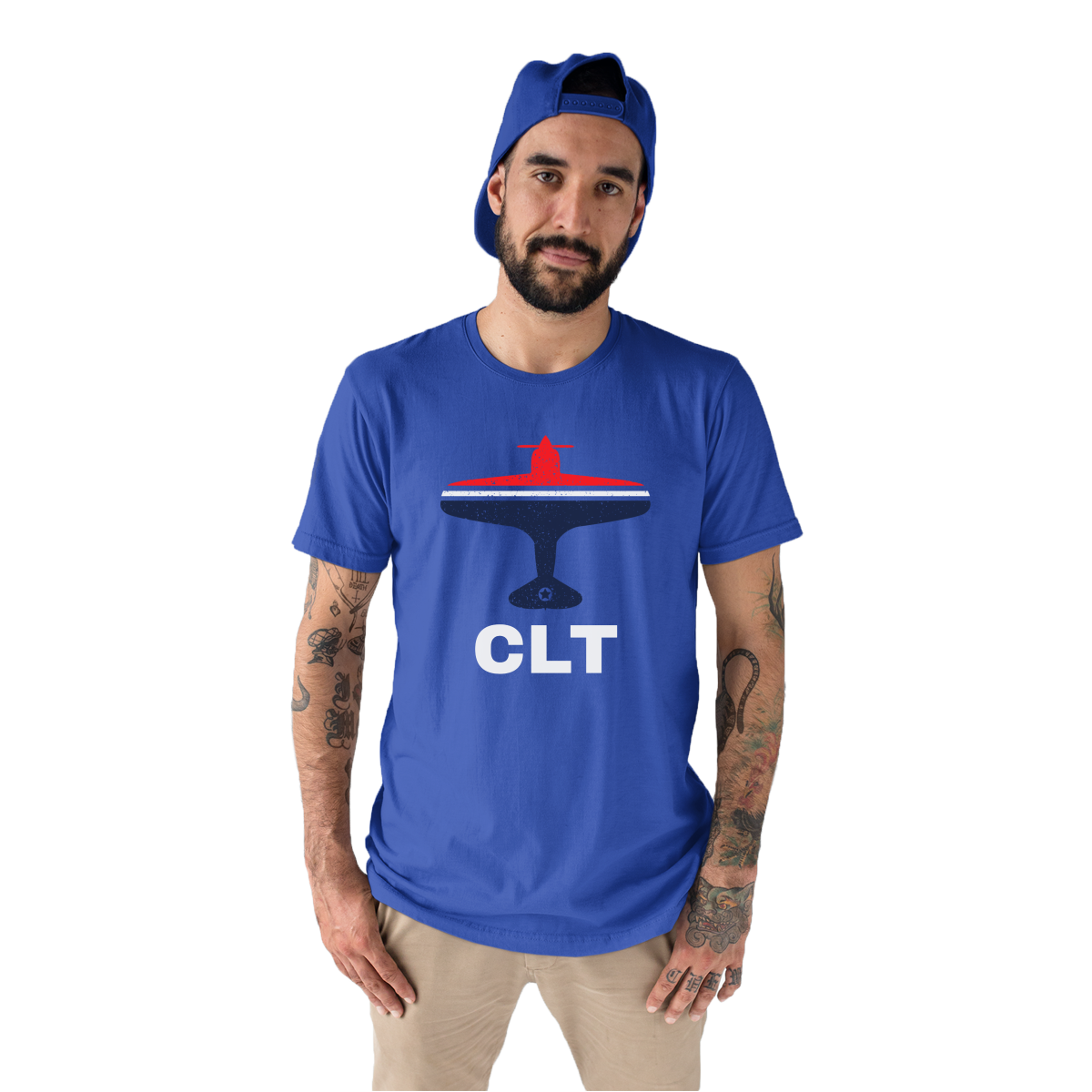 Fly Charlotte CLT Airport Men's T-shirt | Blue
