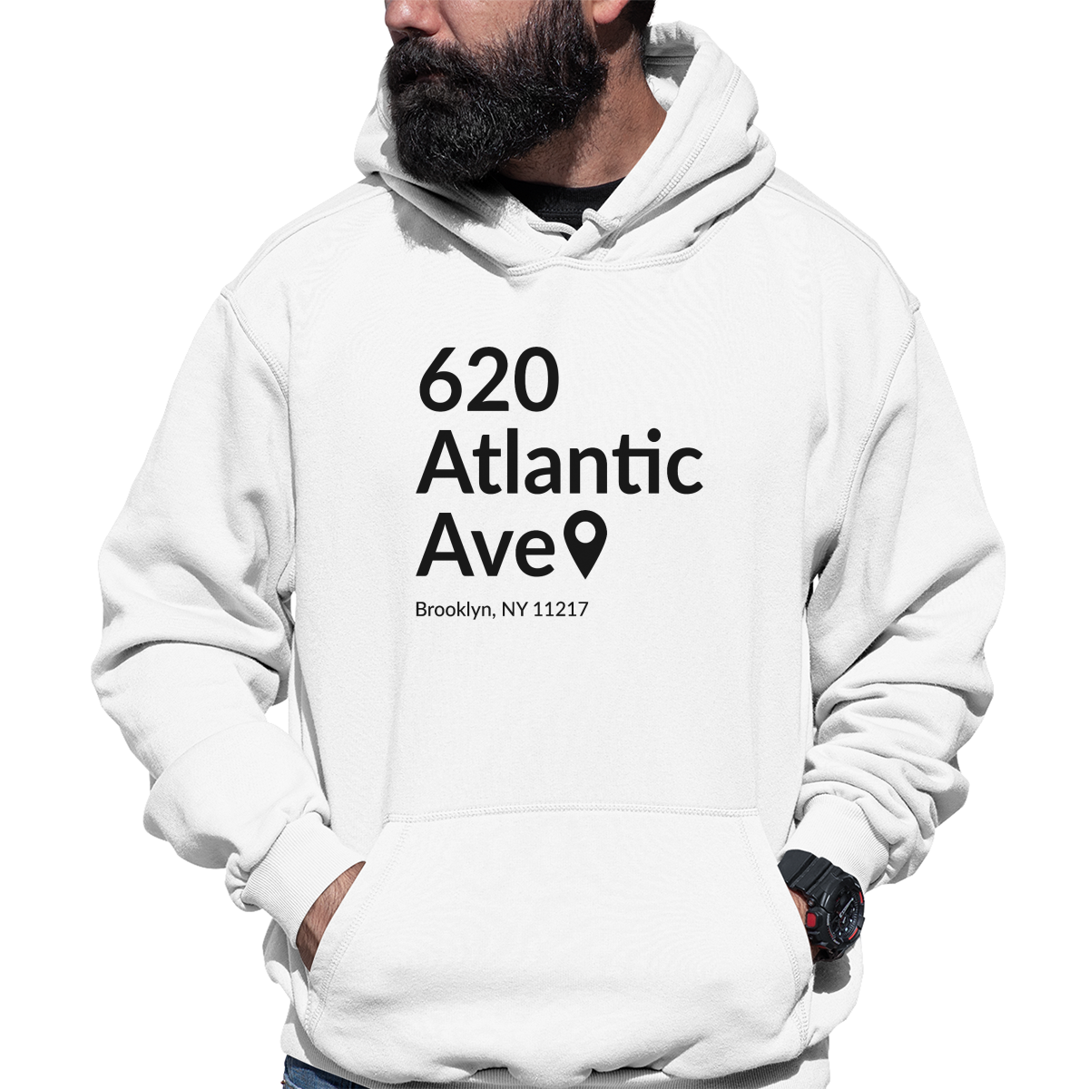 Brooklyn Basketball Stadium Unisex Hoodie | White