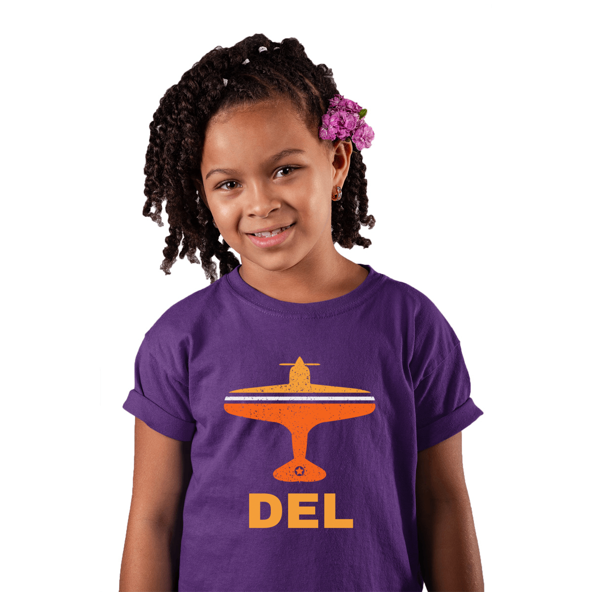 Fly Delhi DEL Airport  Kids T-shirt | Purple