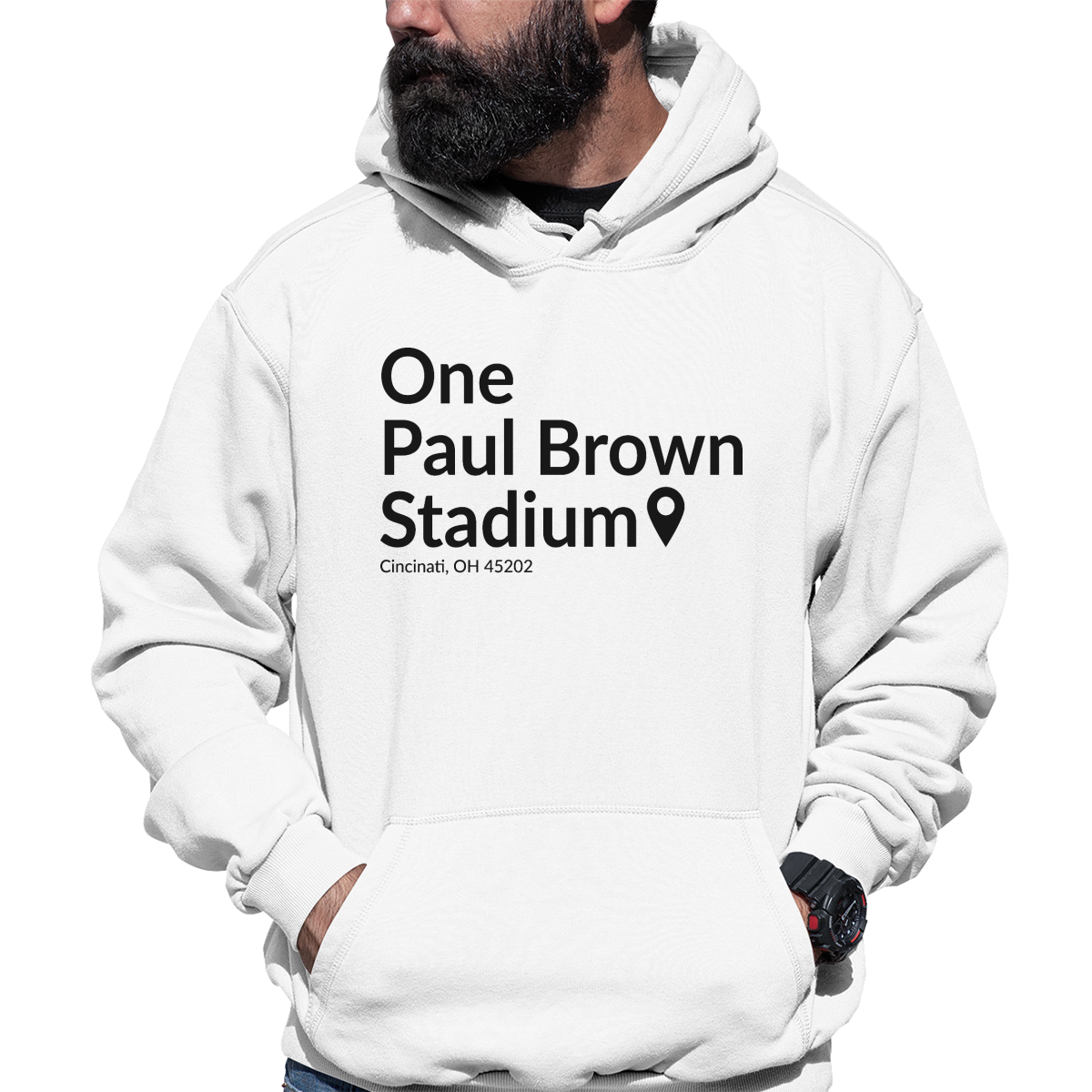 Cincinnati Football Stadium Unisex Hoodie | White