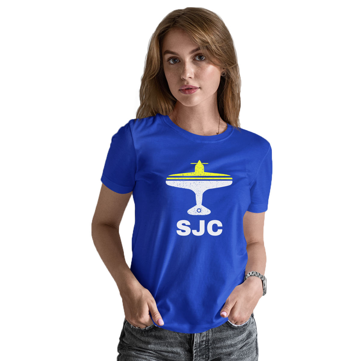 Fly San Jose SJC Airport Women's T-shirt | Blue