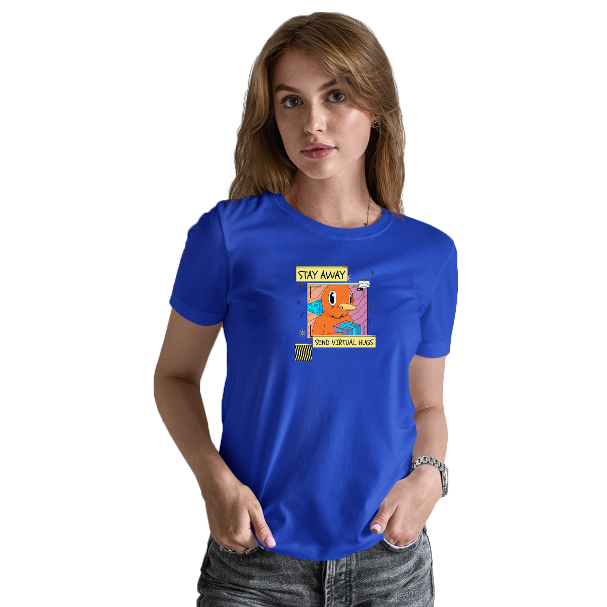 Stay Away Send Virtual Hugs Women's T-shirt | Blue