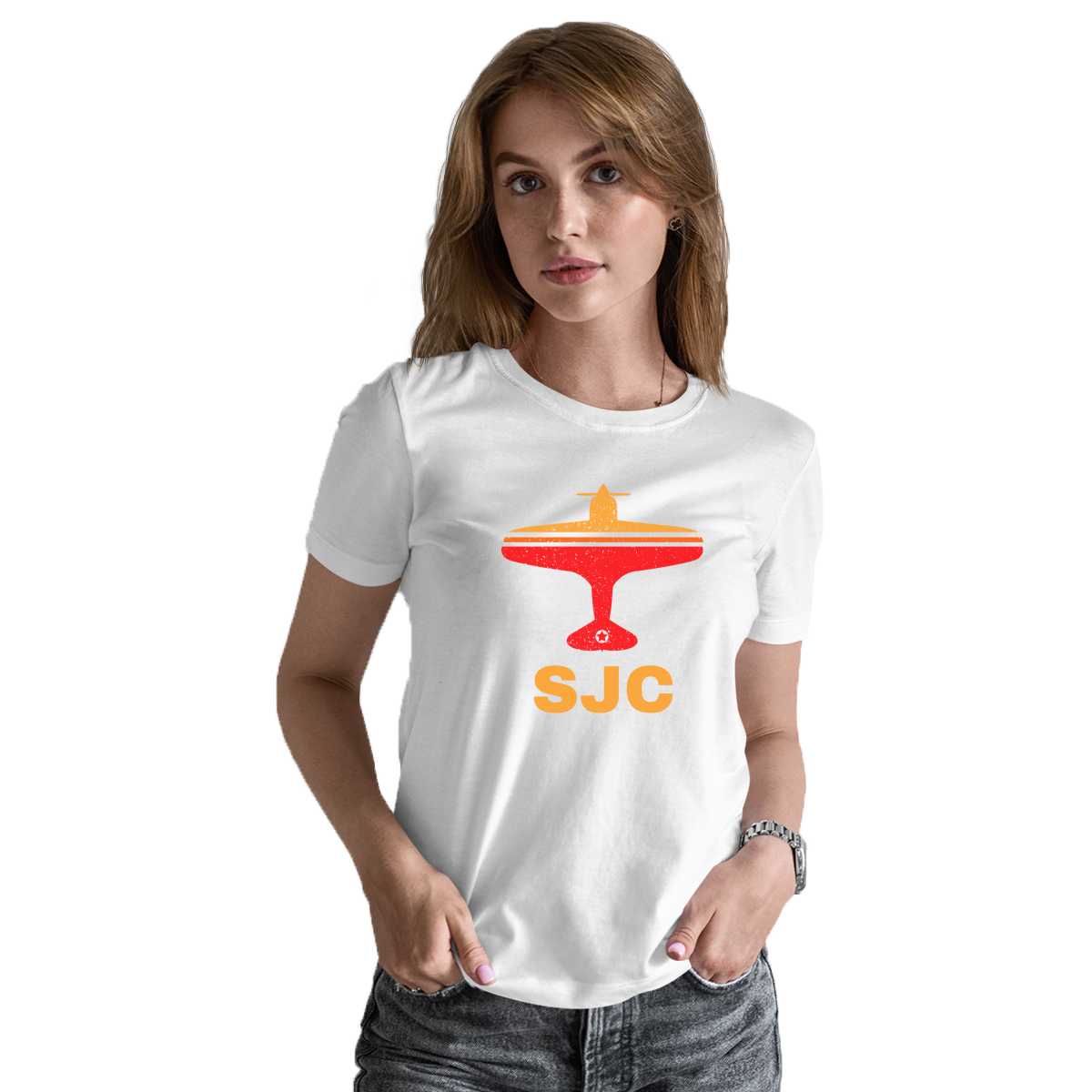 Fly San Jose SJC Airport Women's T-shirt | White