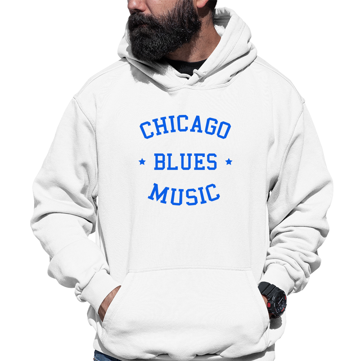 Chicago Blues Music Unisex Hoodie | White