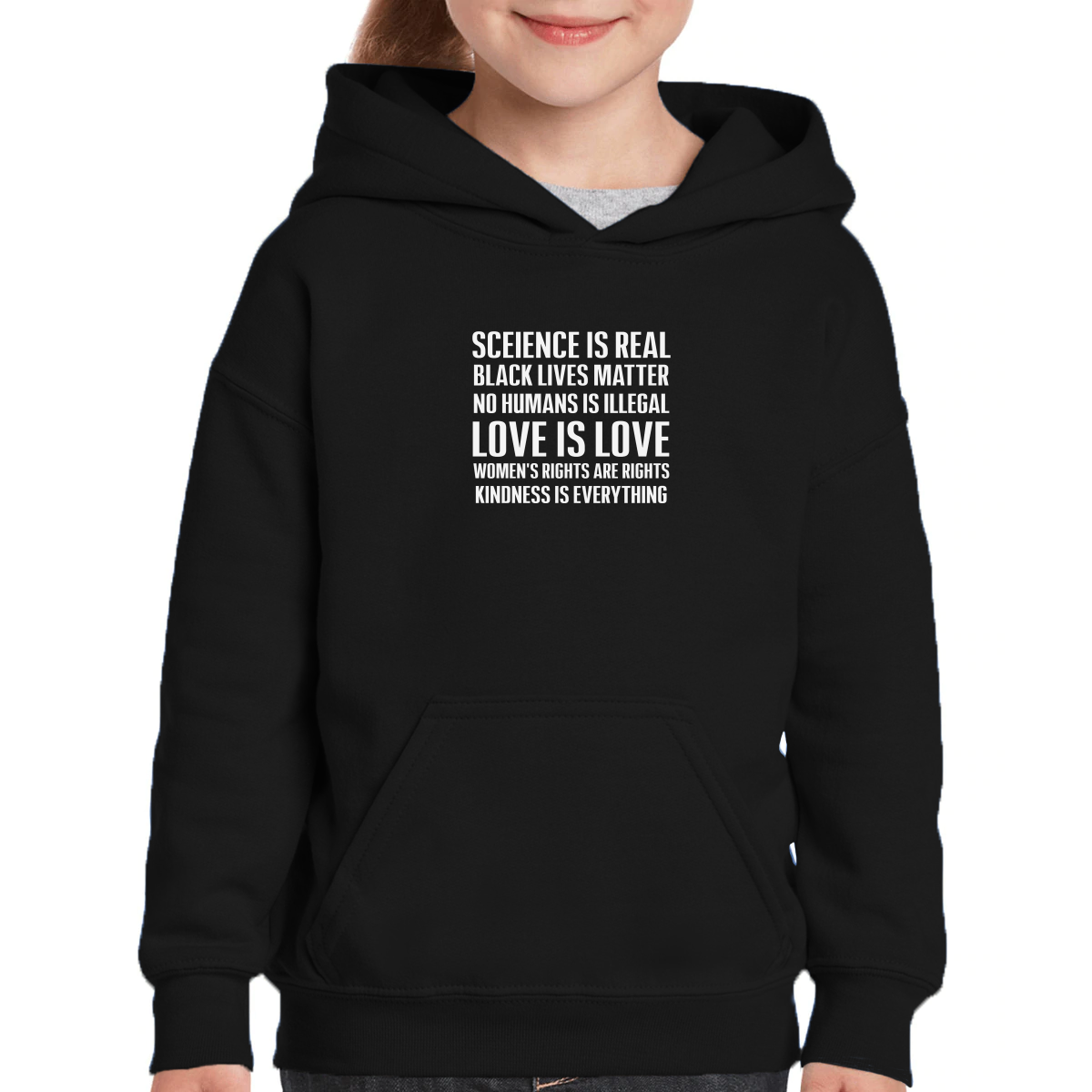 Human Rights LGBTQ Equality Science Kids Hoodie | Black