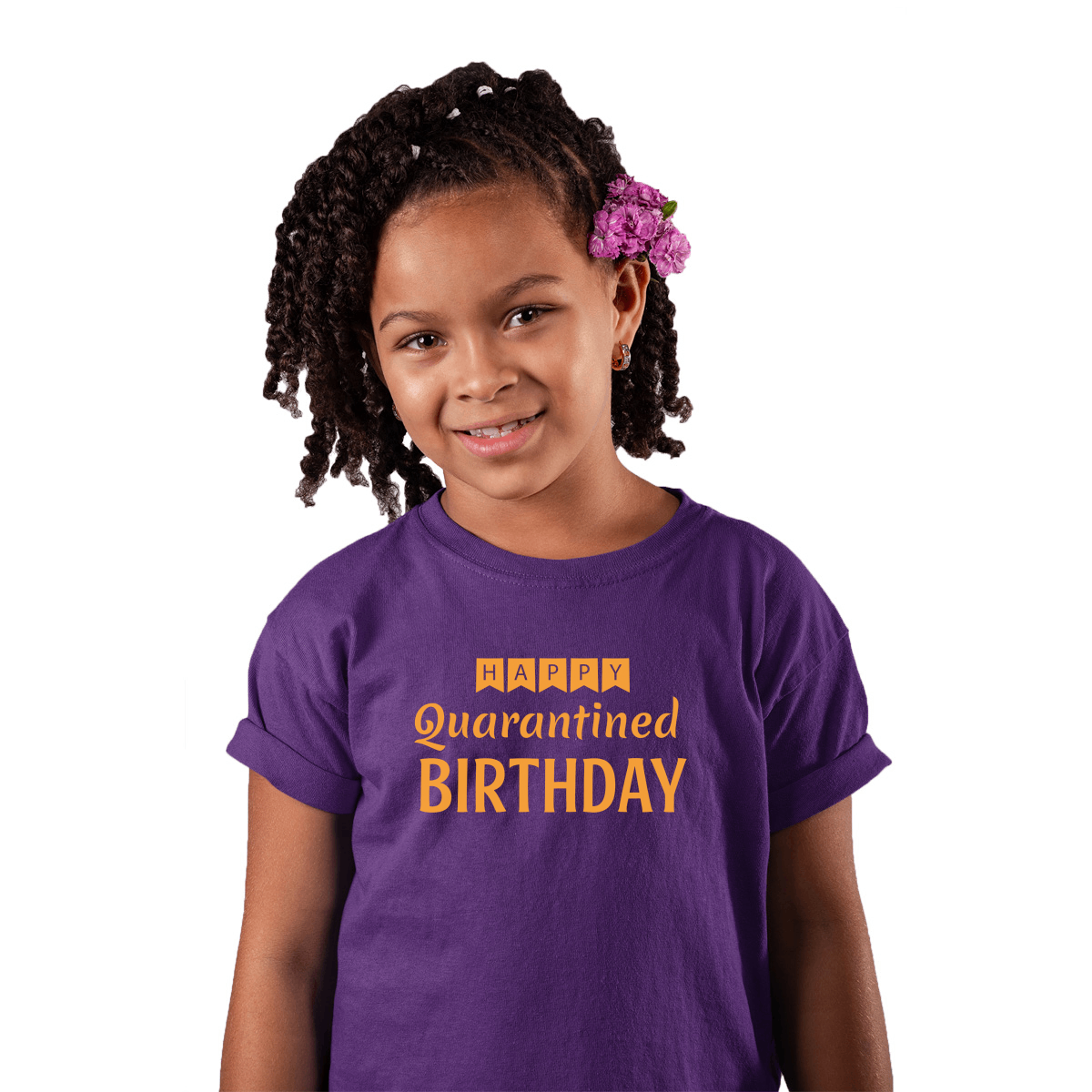 Happy Quarantined Birthday Kids T-shirt | Purple