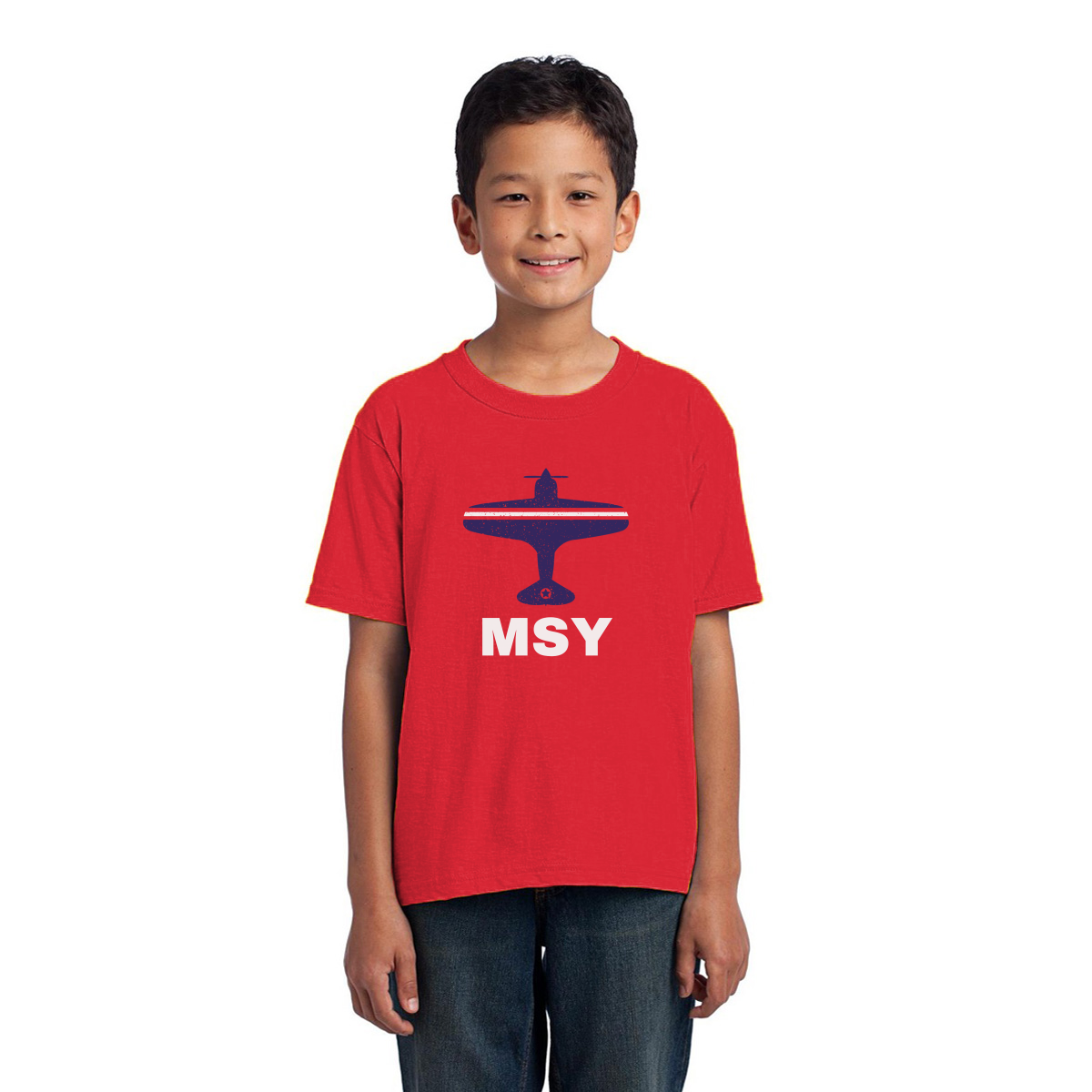 Fly New Orleans MSY Airport Kids T-shirt | Red