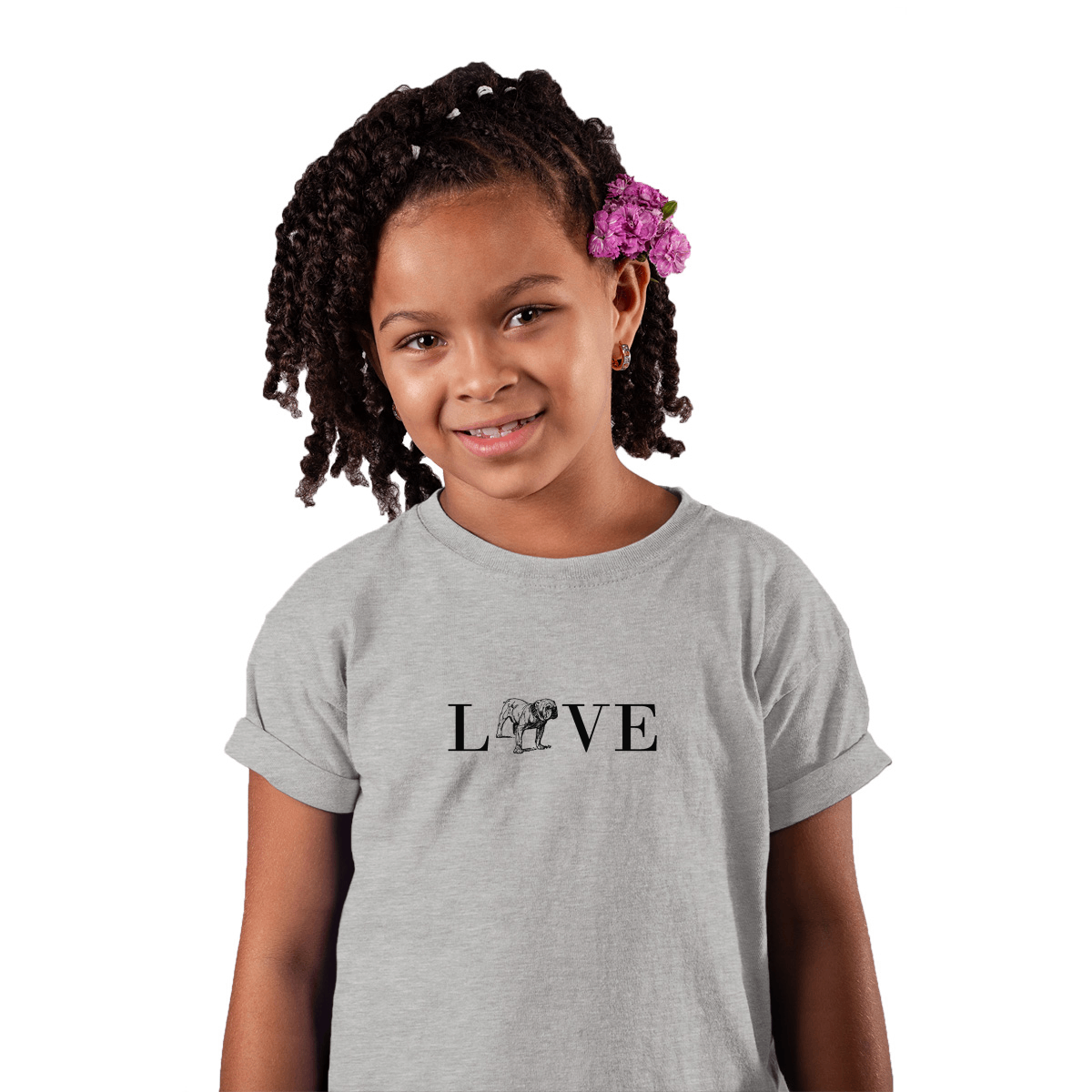 English Bulldog Love Kids T-shirt | Gray