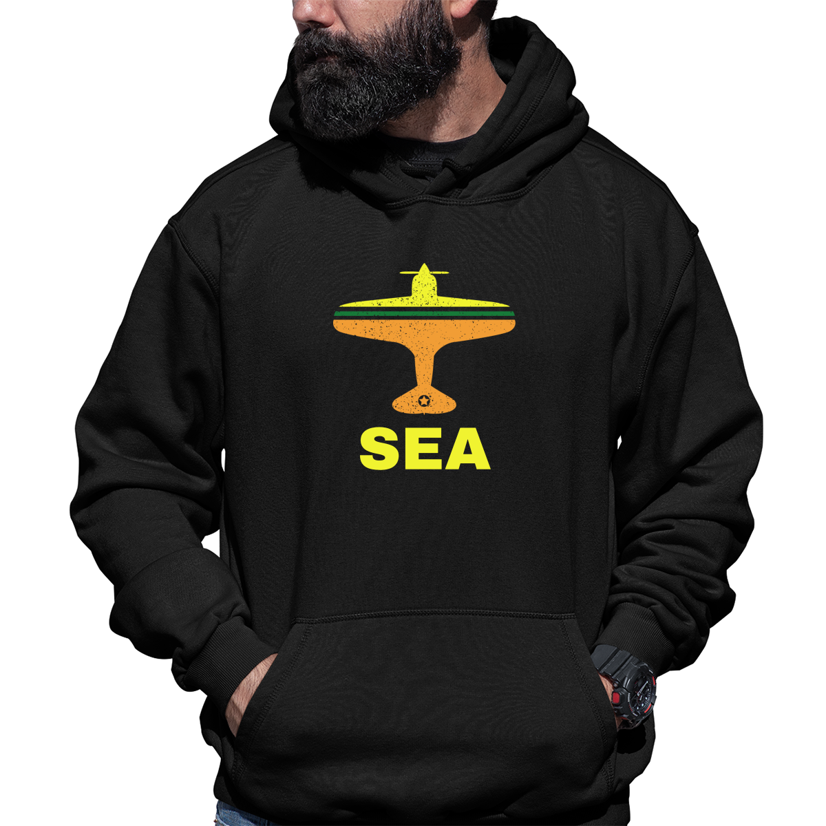 Fly Seattle SEA Airport Unisex Hoodie | Black