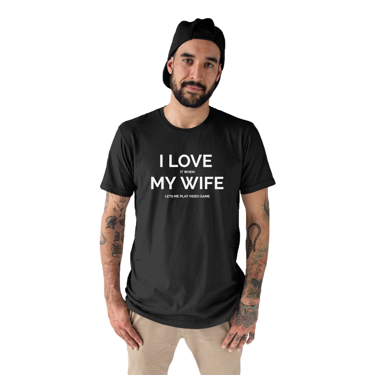 I Love it When My Wife Lets Me Play Video Games Men's T-shirt | Black