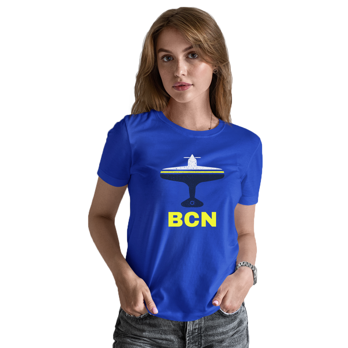 Fly Barcelona BCN Airport Women's T-shirt | Blue