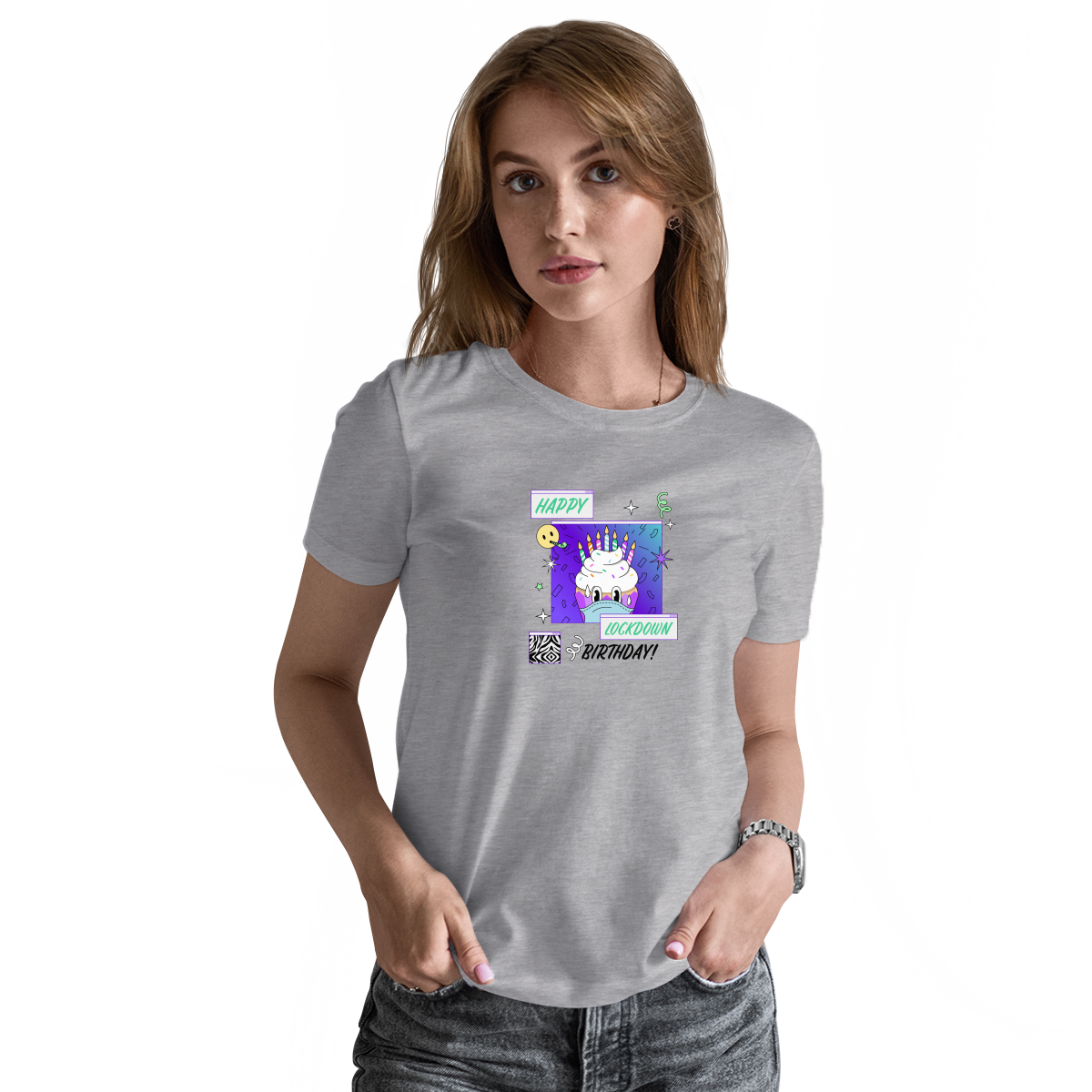 Happy Lock-down Birthday Women's T-shirt | Gray