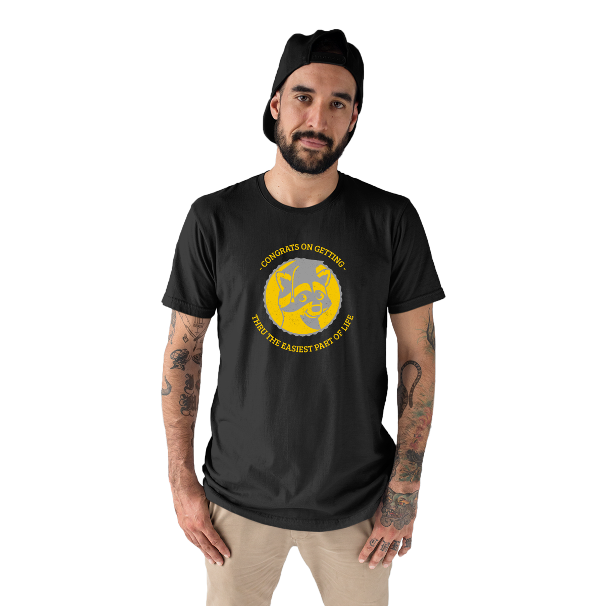 Congrats On Getting Thru The Easiest Part Of Life Men's T-shirt | Black