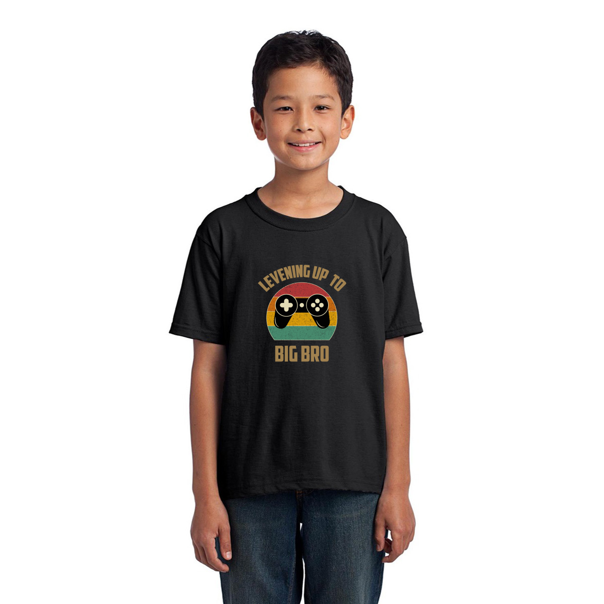 Leveling Up To Big Bro-2 Kids T-shirt | Black