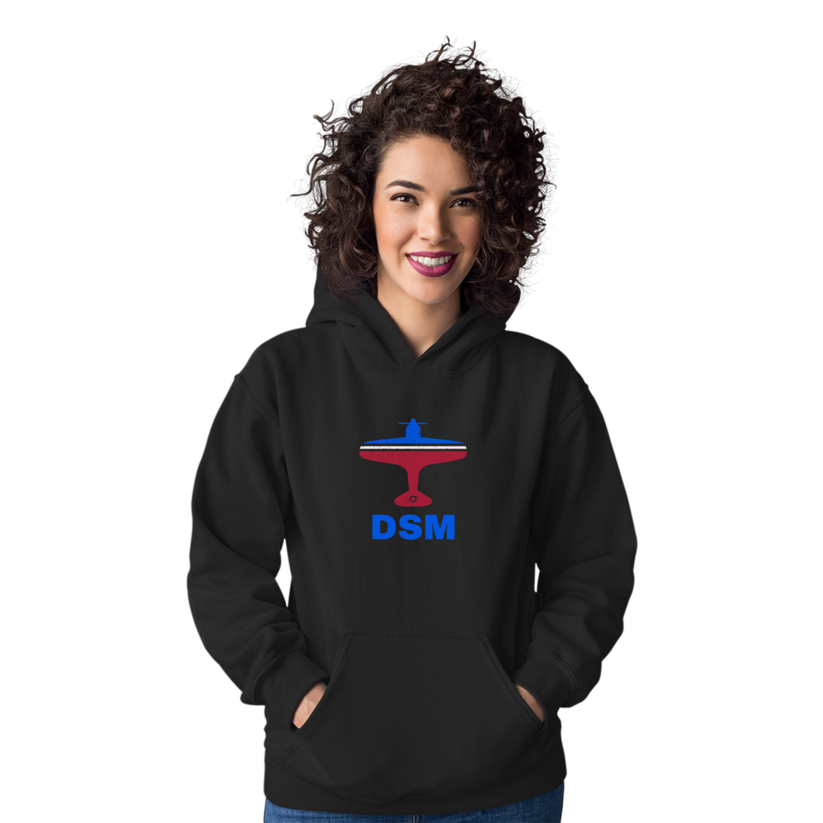 Fly Des Moines DSM Airport Unisex Hoodie | Black