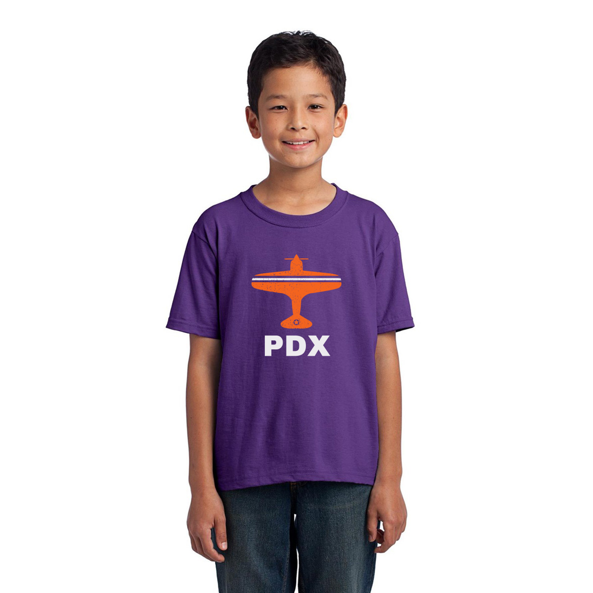 Fly Portland PDX Airport  Kids T-shirt | Purple