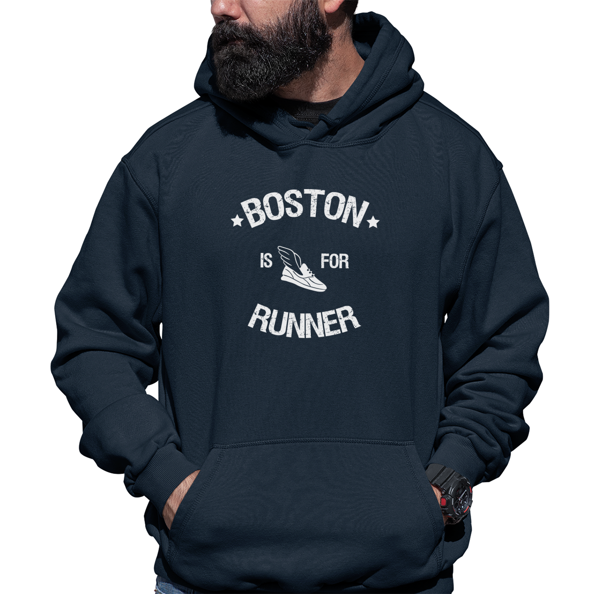 Boston Is For Runners Unisex Hoodie | Navy