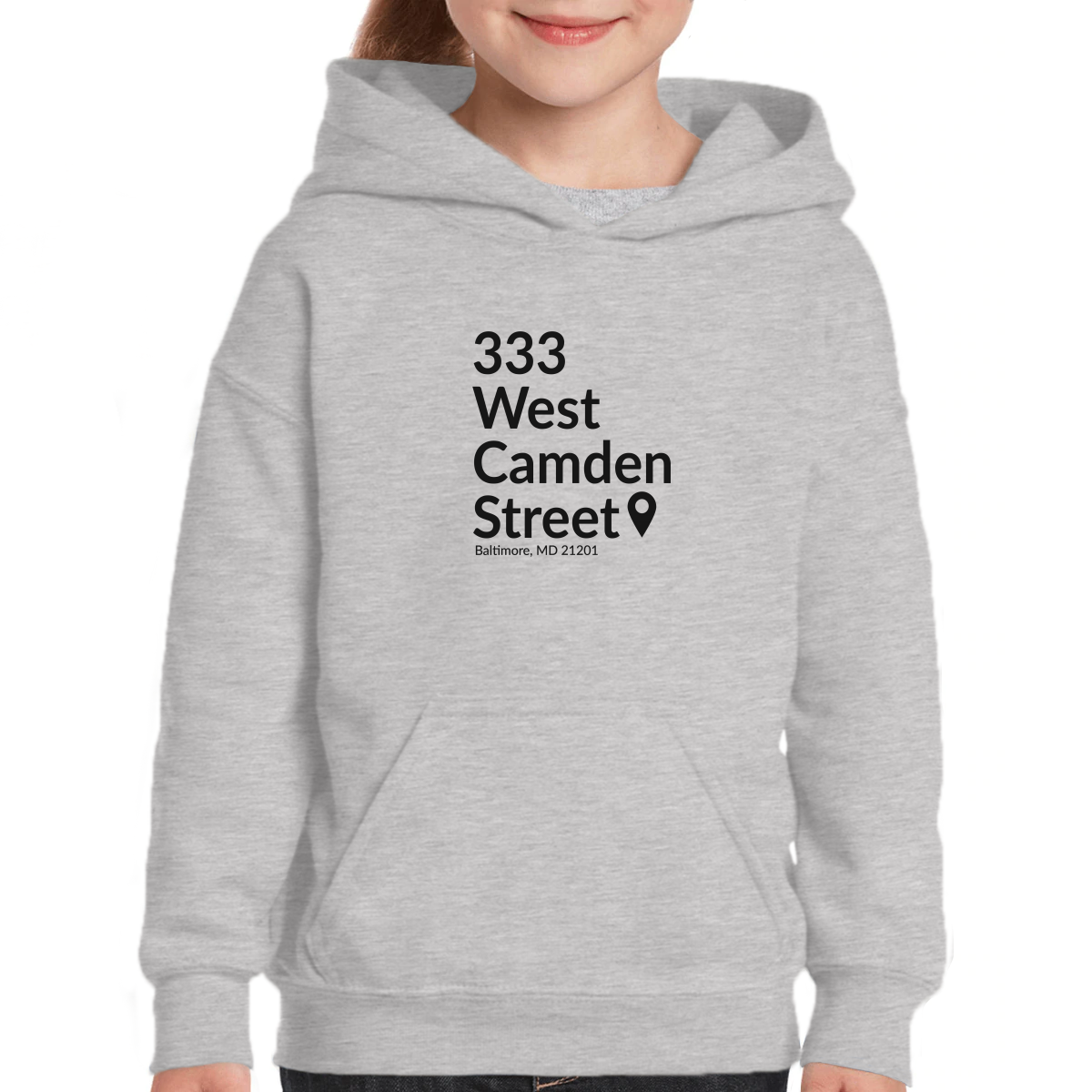 Baltimore Baseball Stadium Kids Hoodie | Gray