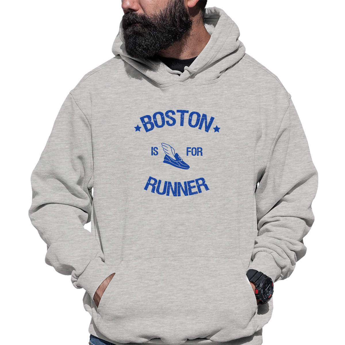 Boston Is For Runners Unisex Hoodie | Gray