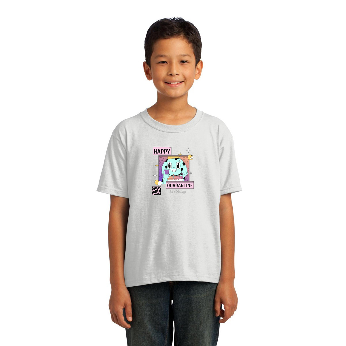 Happy Quarantine Birthday Kids T-shirt | White