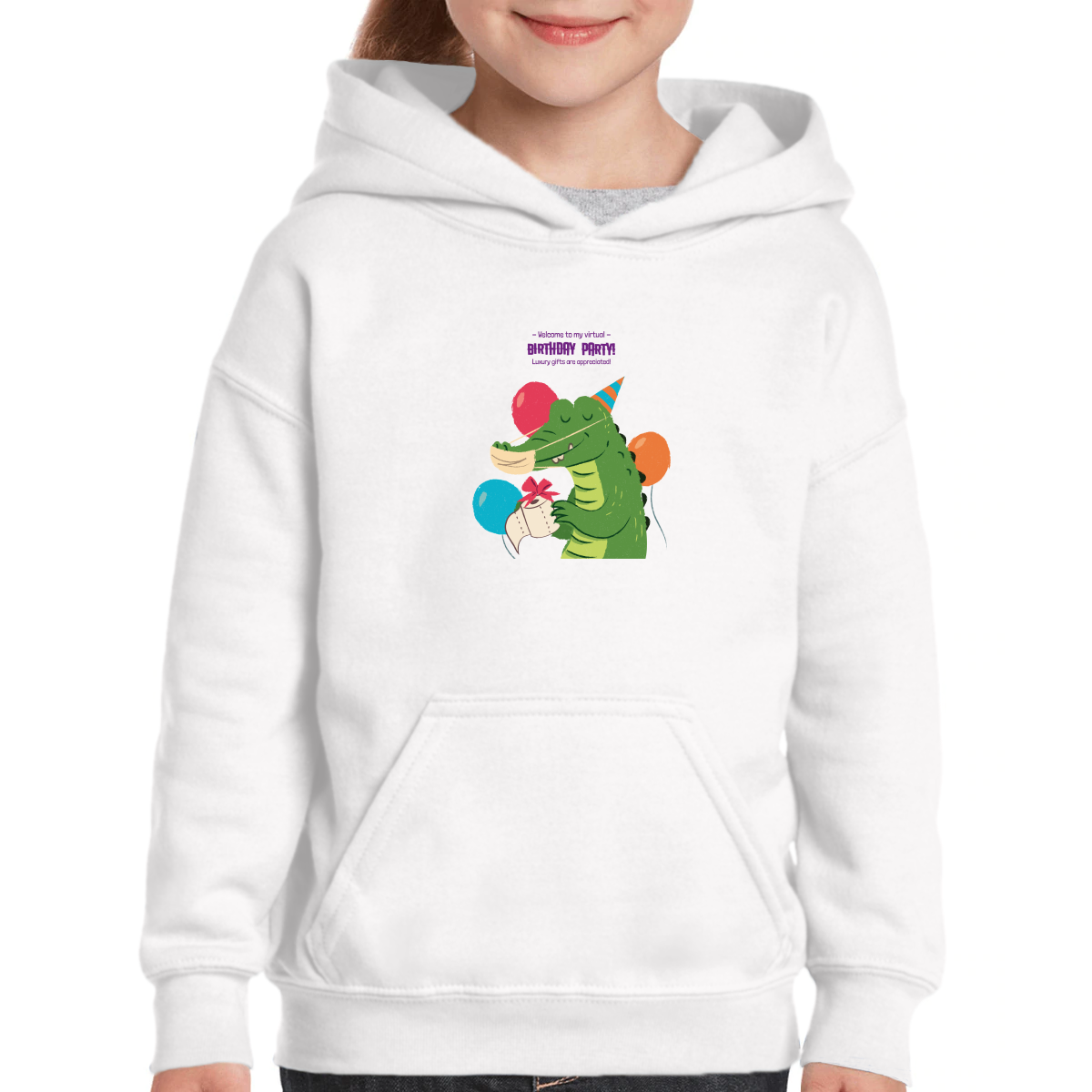 Welcome to My Virtual Birthday Party Kids Hoodie | White